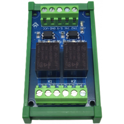 Moduł przekaźnikowy izolowany 2 kanałowy 12V PLC na szynę DIN